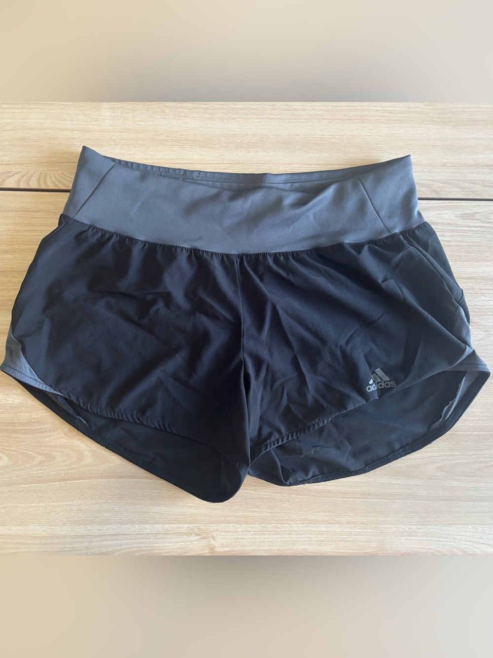 Adidas Black & Grey High Rise Athletic Running Shorts - Size Small